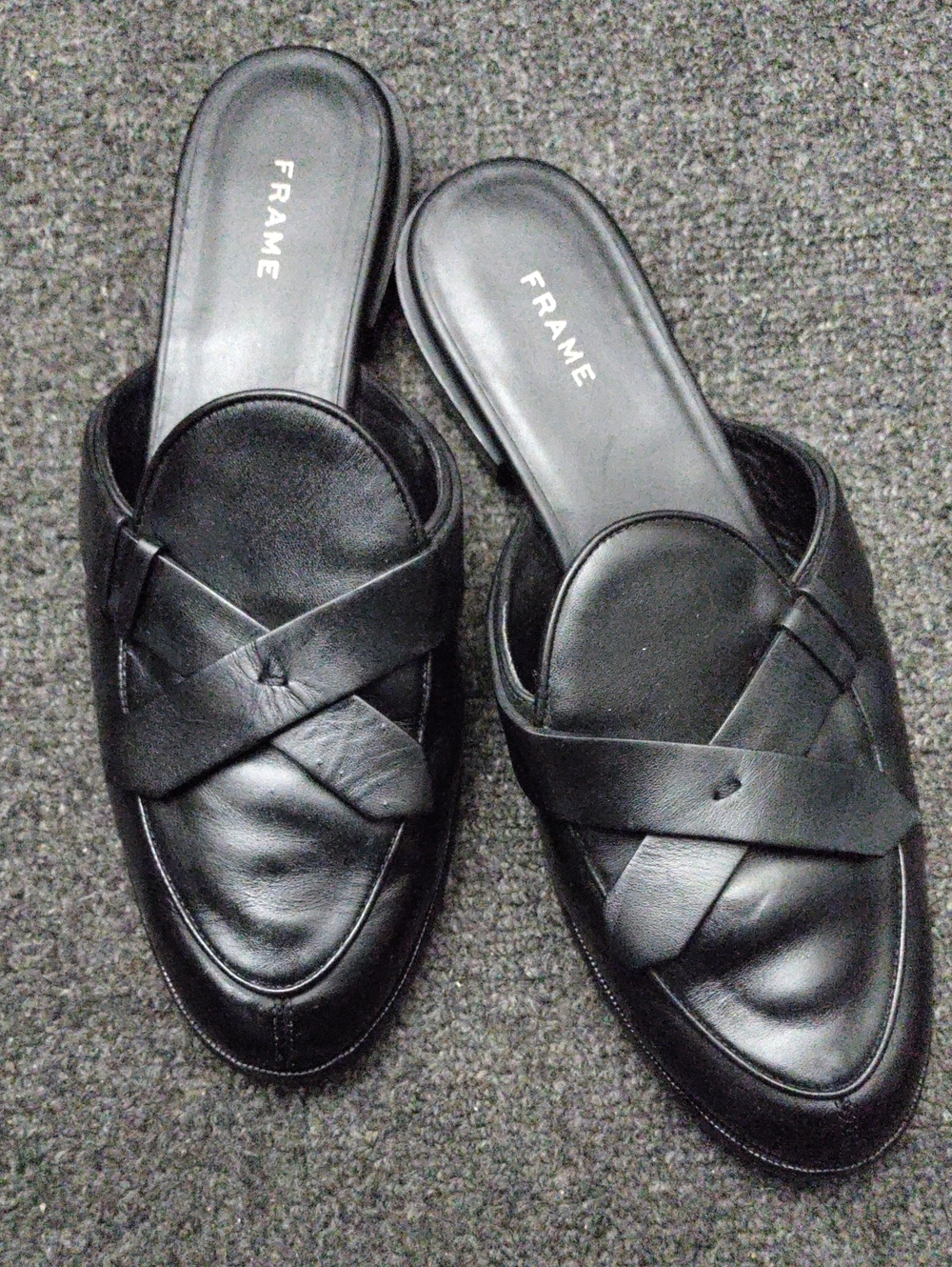 Frame Black Leather Slip-On Women's Loafers